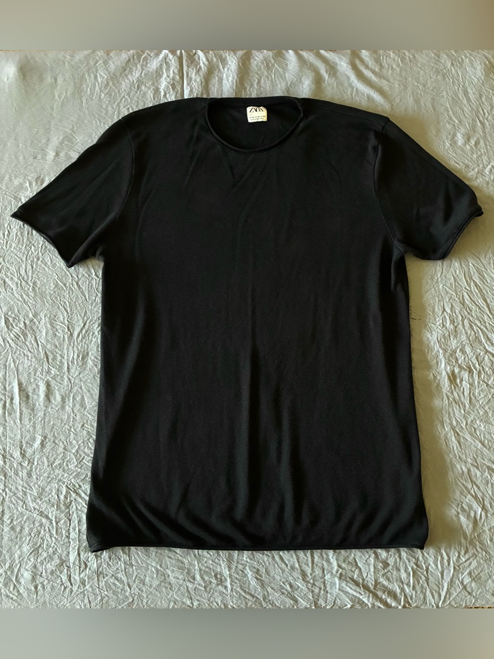 Zara Men Black Crew Neck Short Sleeve Tee